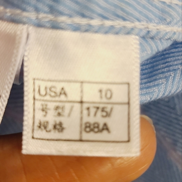 Brooks Brothers | Women's Blue Striped Button Down Dress Shirt (Size 10) - Picture 4 of 10